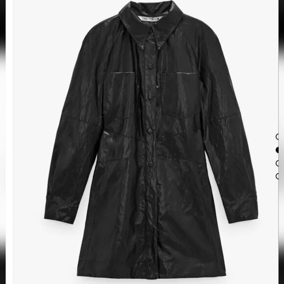 Zara Bloggers Favorite Faux Leather Long Sleeve Mini Dress Sz S Black NWOT - Picture 15 of 15